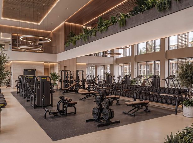 A double-height gym and a yoga studio
