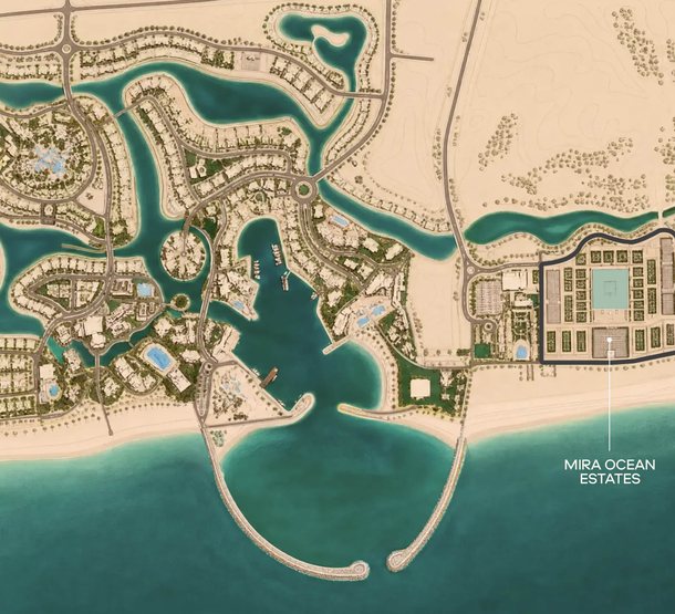 Map of Hawana Salalah on the Arabian Sea with Mira Ocean Estates marked